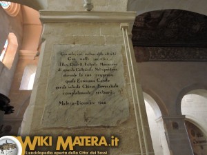 Targa commemorativa restauro - Chiesa di San Pietro Caveoso