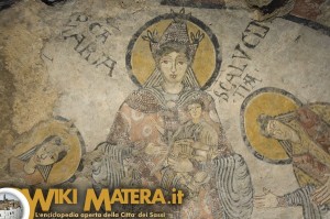 Madonna con Bambino, ai lati due Vergini - Cripta del Peccato Originale 