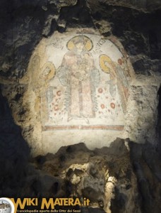 Madonna con Bambino, ai lati due Vergini - Cripta del Peccato Originale